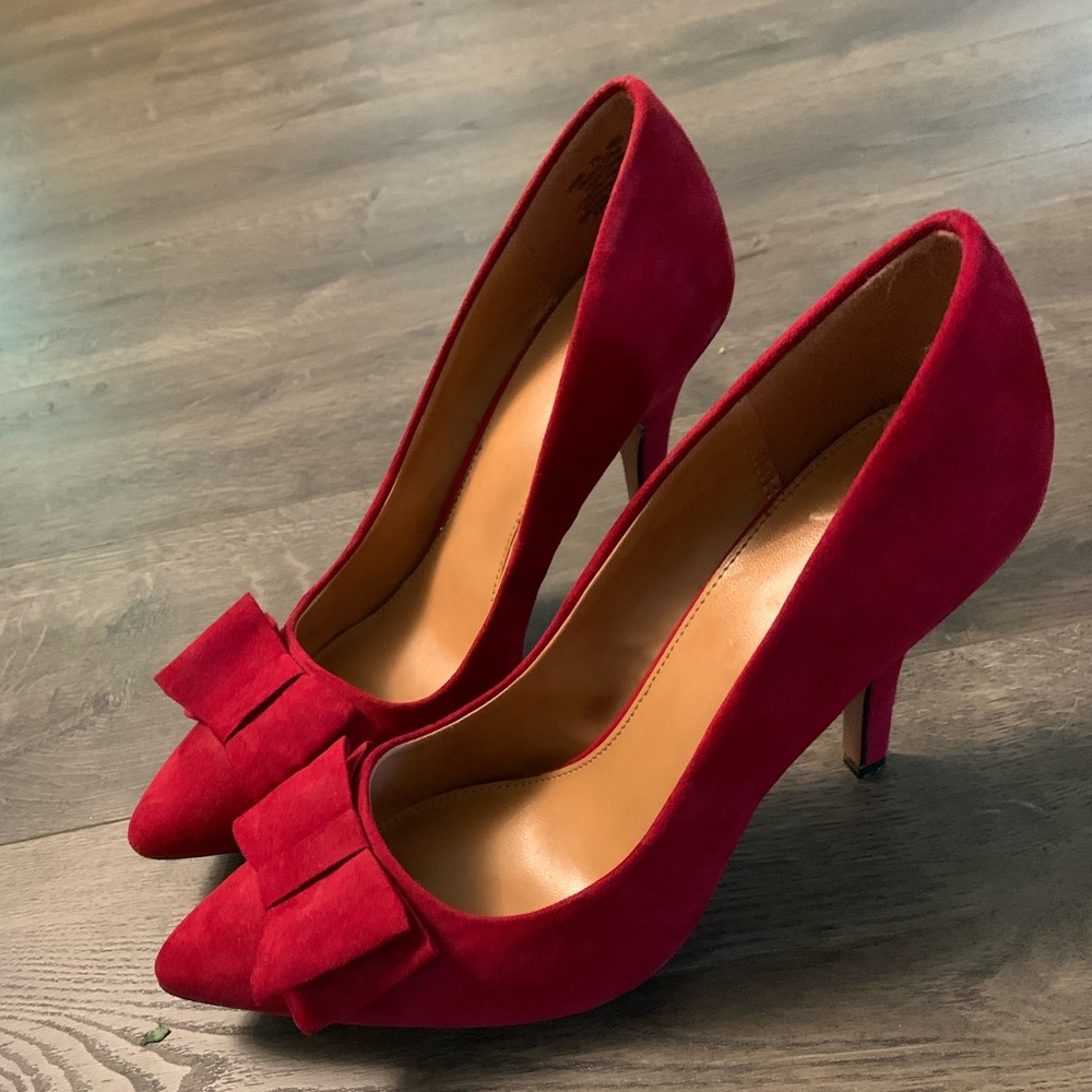 Red suede heels